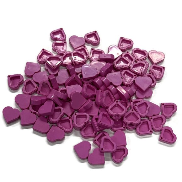 NEW LEGO 1x1 Dark Pink Heart Shaped Flat Smooth Tiles Part # 39739 100 QTY Love - Picture 1 of 6